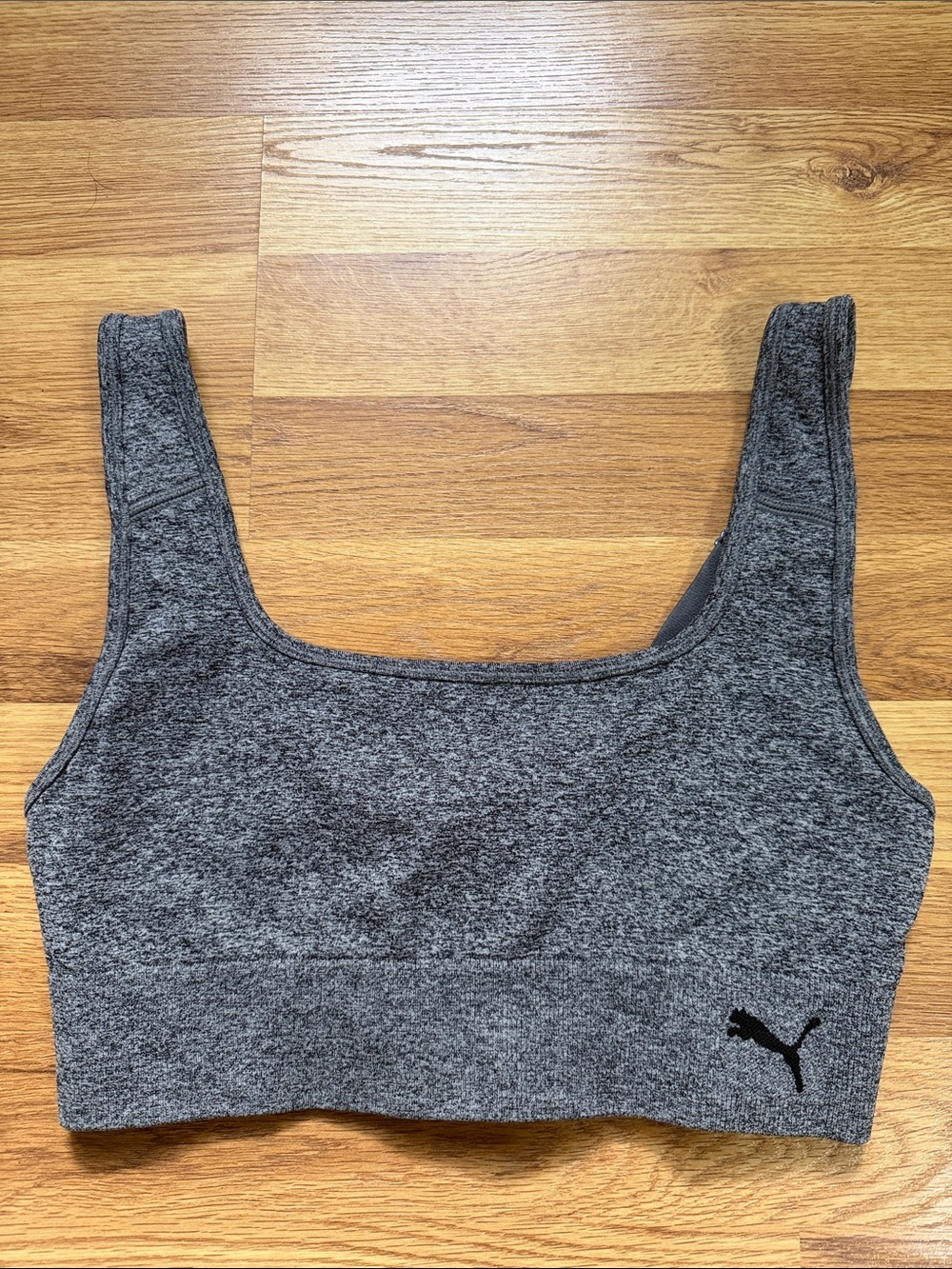 PUMA Heather Gray Wide-Strap Seamless Sports Bra